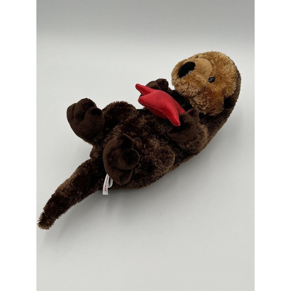 Aurora Sea Ocean Otter Holding Red Starfish Stuffed Plush Animal Toy 14.5"